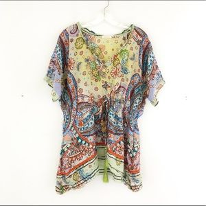 Johnny Was Floral Cinched Waist Blouse (A3)